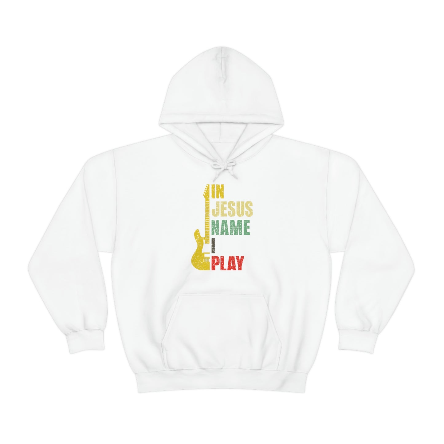 In Jesus Name I Play Guitar Unisex Heavy Blend™ Hooded Sweatshirt