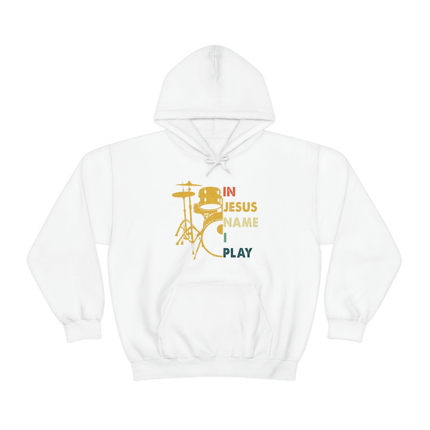 In Jesus Name I Play Drums Unisex Heavy Blend™ Hooded Sweatshirt