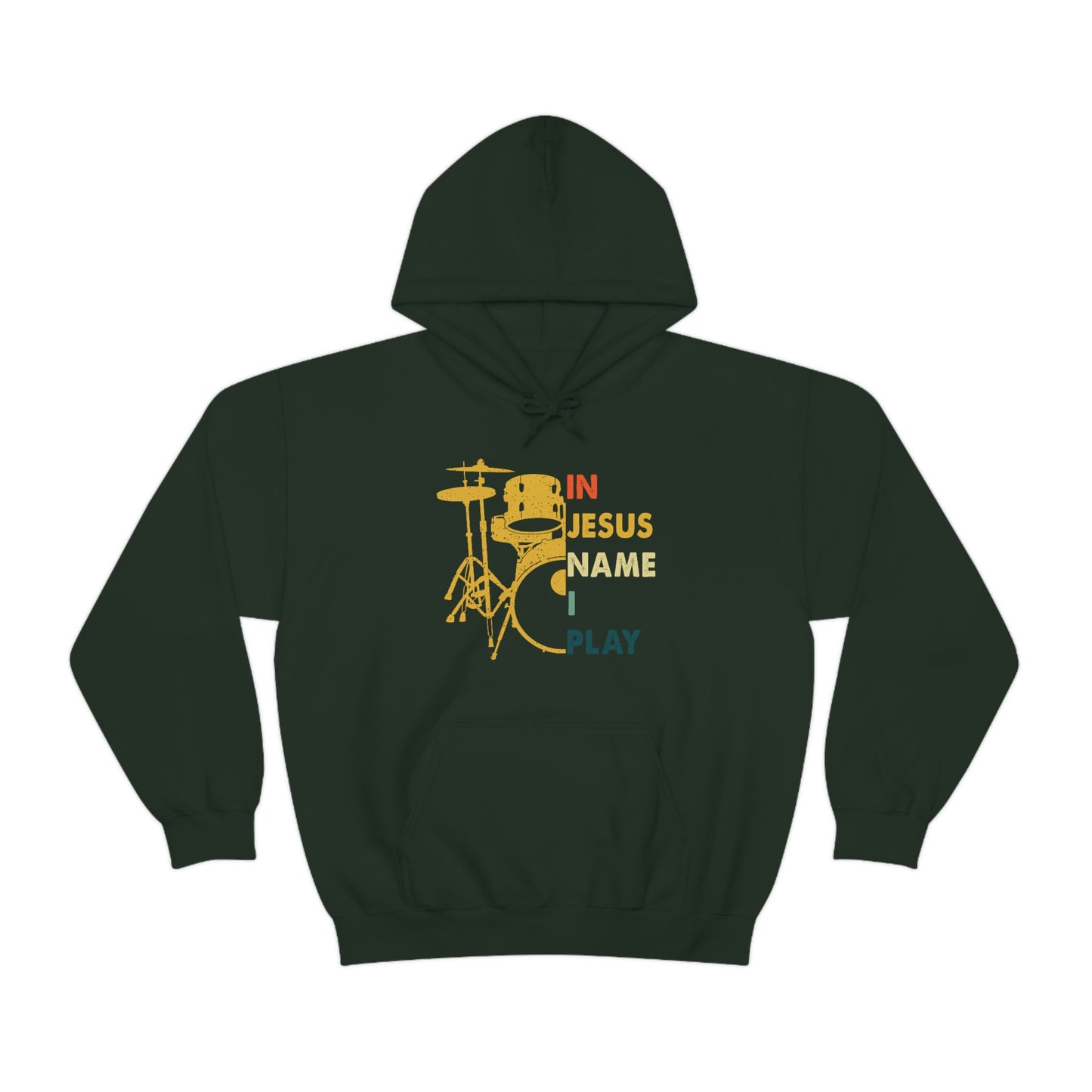 In Jesus Name I Play Drums Unisex Heavy Blend™ Hooded Sweatshirt