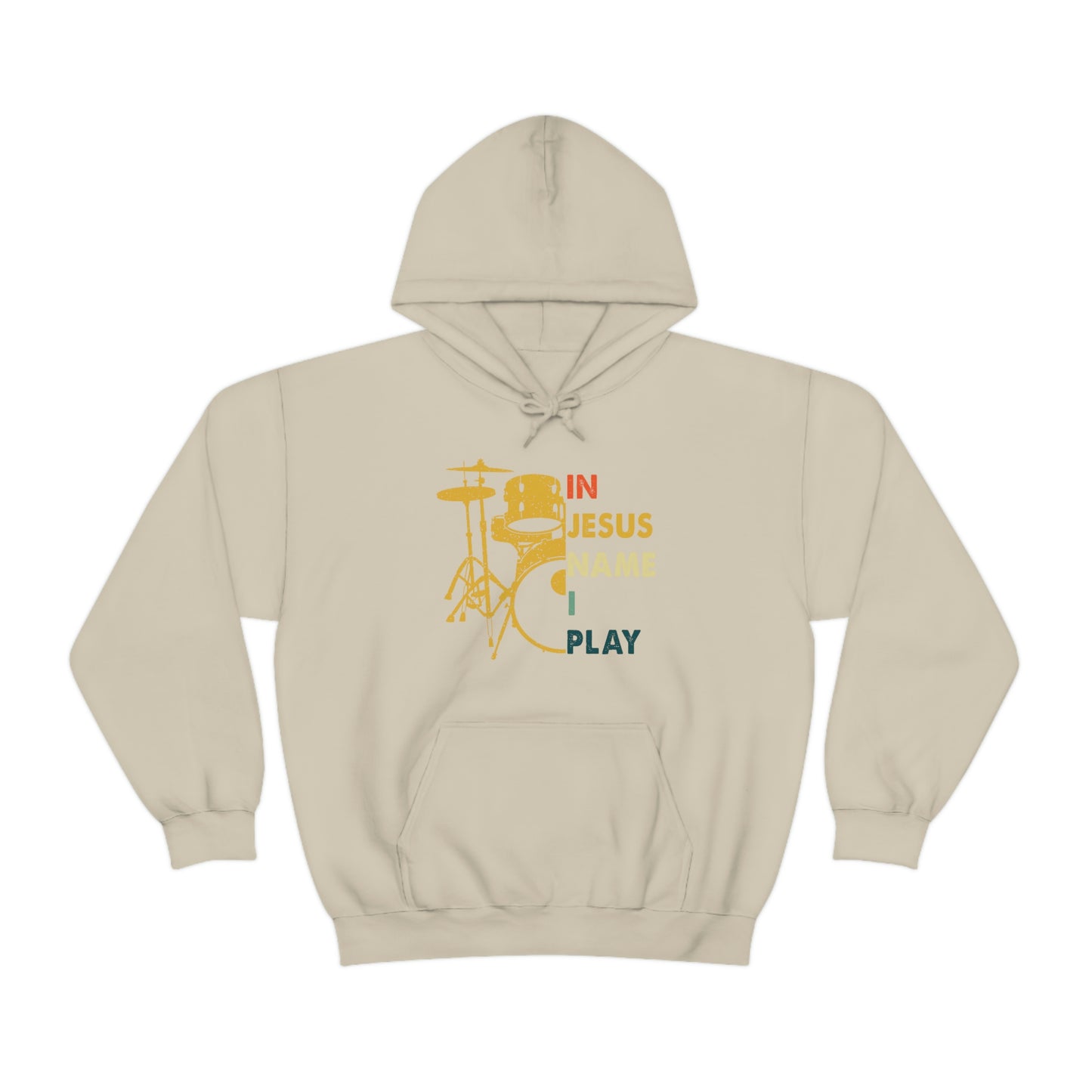 In Jesus Name I Play Drums Unisex Heavy Blend™ Hooded Sweatshirt