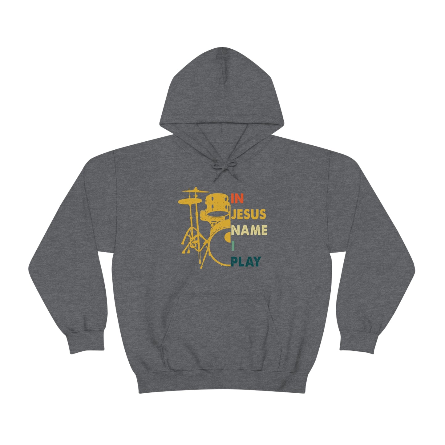 In Jesus Name I Play Drums Unisex Heavy Blend™ Hooded Sweatshirt