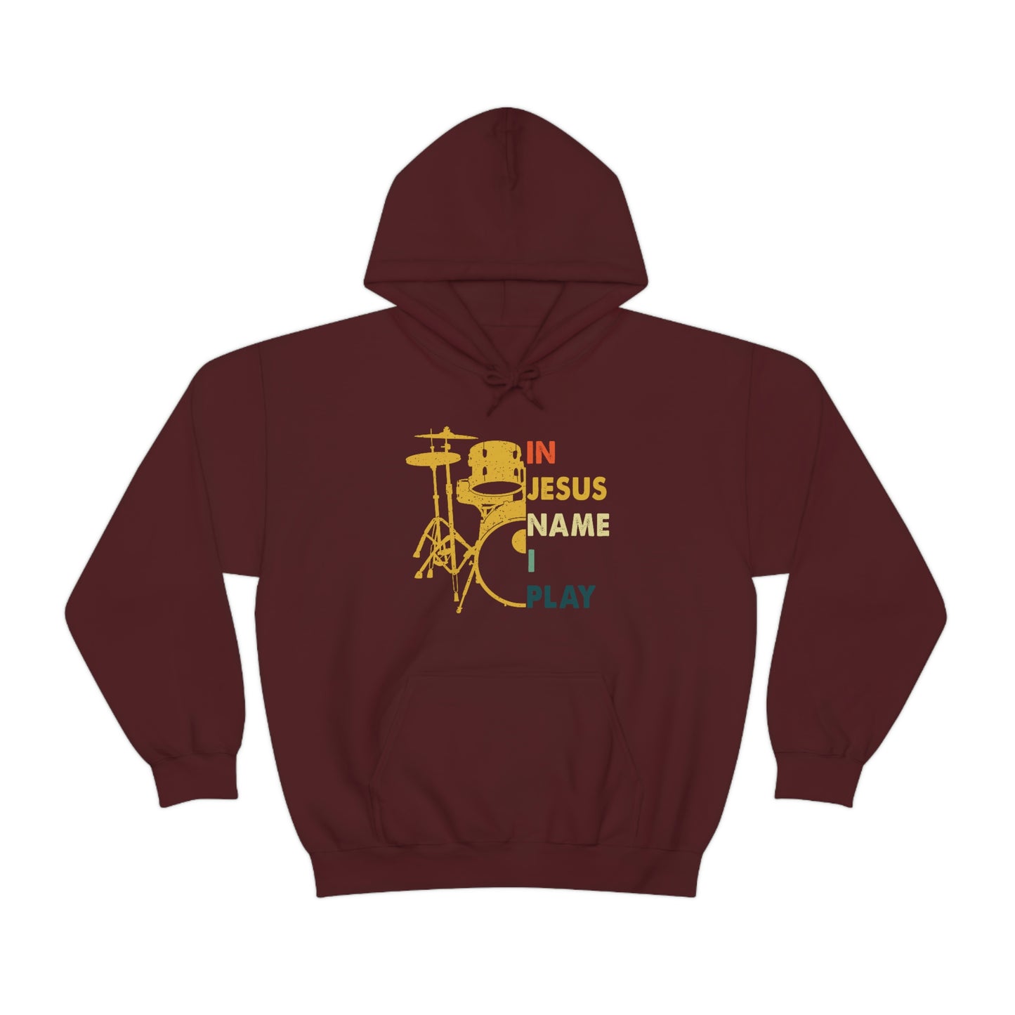 In Jesus Name I Play Drums Unisex Heavy Blend™ Hooded Sweatshirt