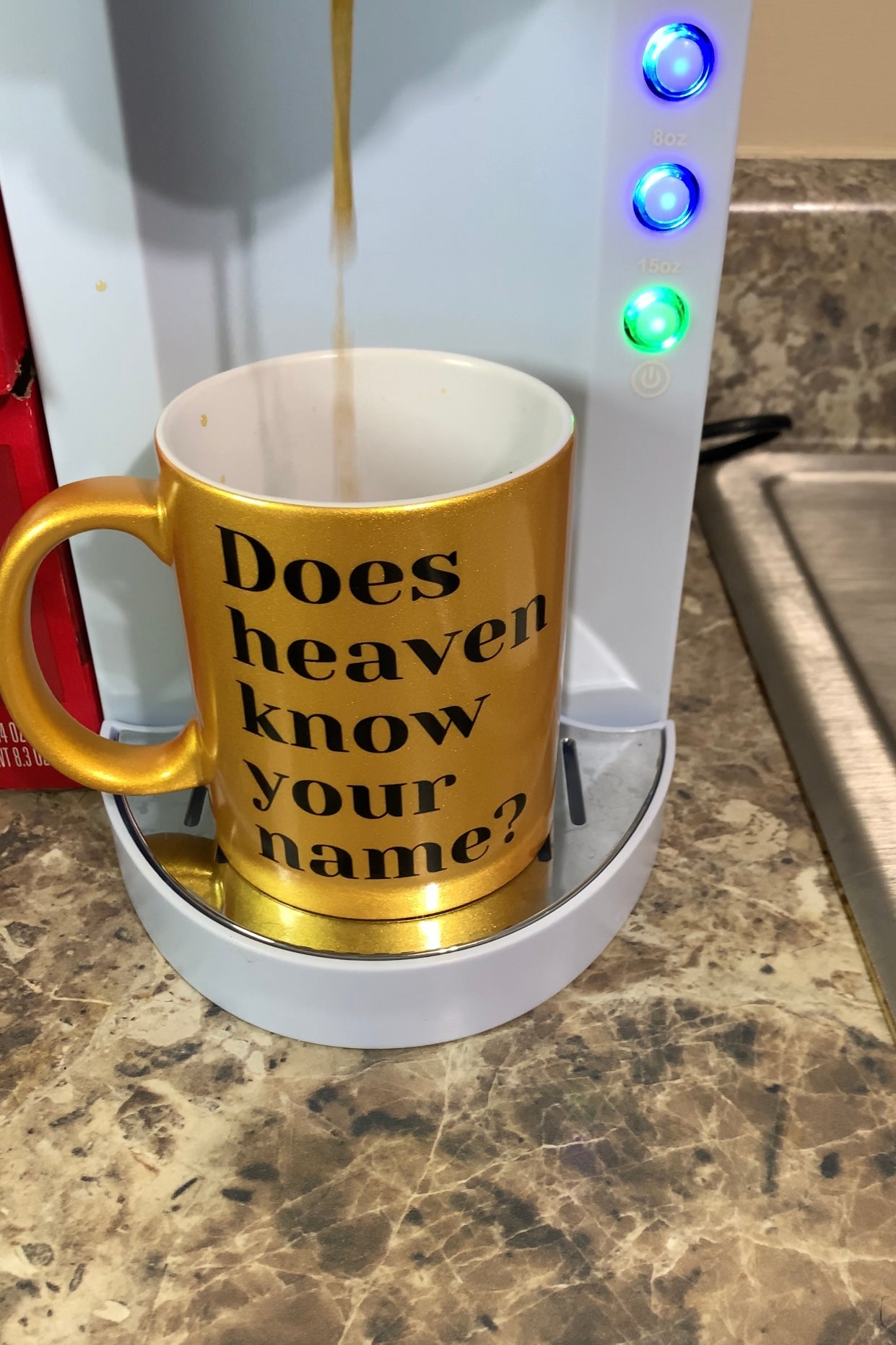 Does Heaven know your name gold mug