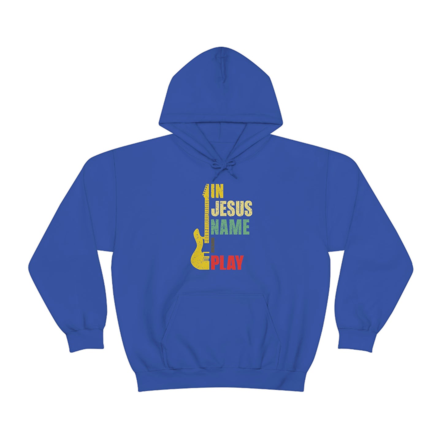 In Jesus Name I Play Guitar Unisex Heavy Blend™ Hooded Sweatshirt