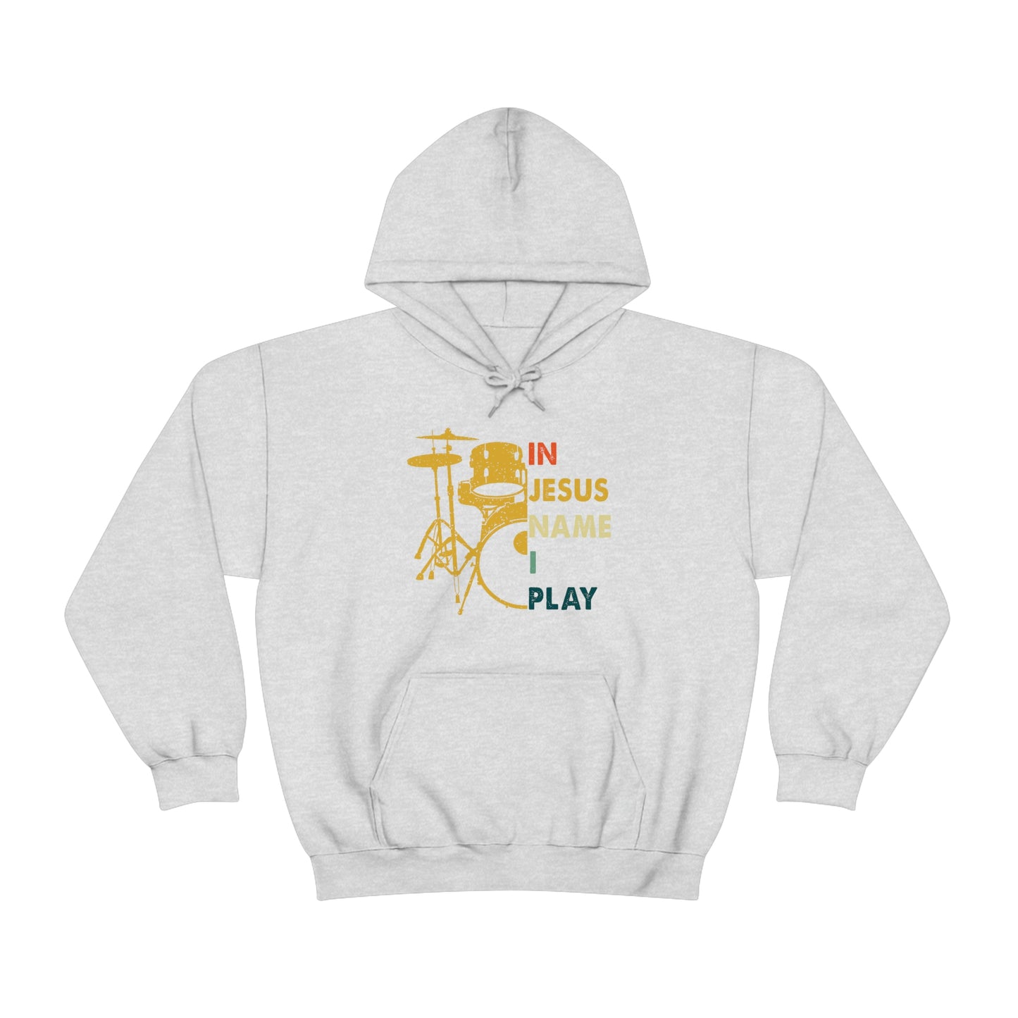 In Jesus Name I Play Drums Unisex Heavy Blend™ Hooded Sweatshirt